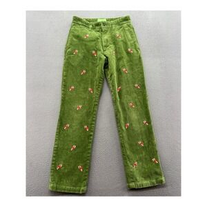 Castaway Nantucket Island Pants Boys 12 Green Corduroy Candy Cane Embroidered